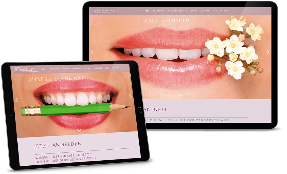 Grafik Design, Branding und Webdesign für Fassbender Zahngestaltung